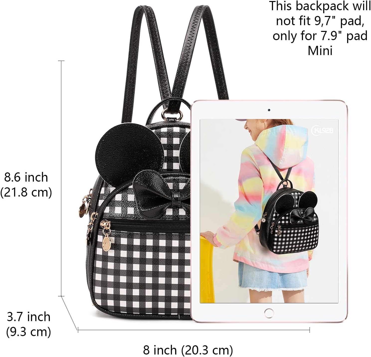 KL928 Girls Mini Backpack Bowknot Polka Dot Cute Small Daypacks Convertible Shoulder Bag Purse for Women