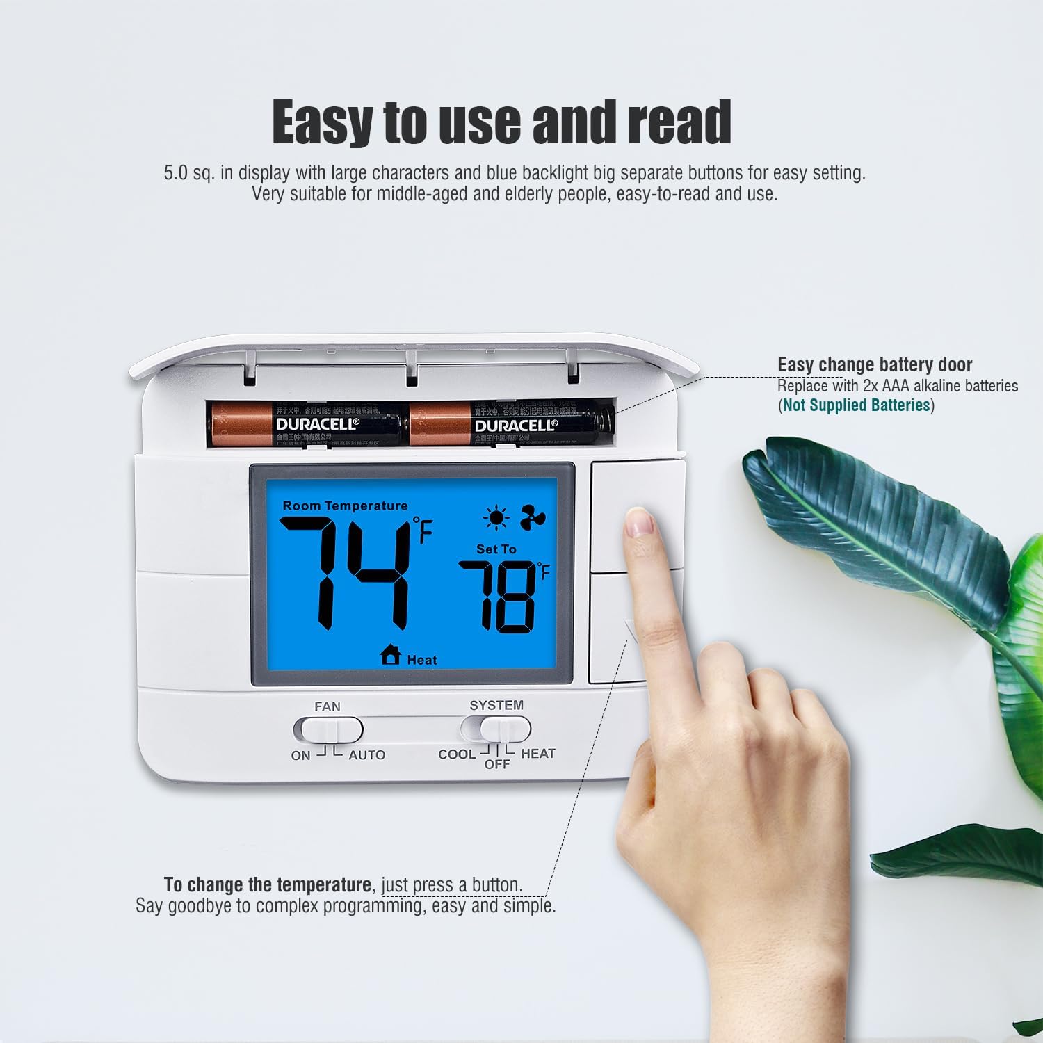 Aowel 1 Heat/ 1 Cool Non-Programmable Thermostat for Conventional System