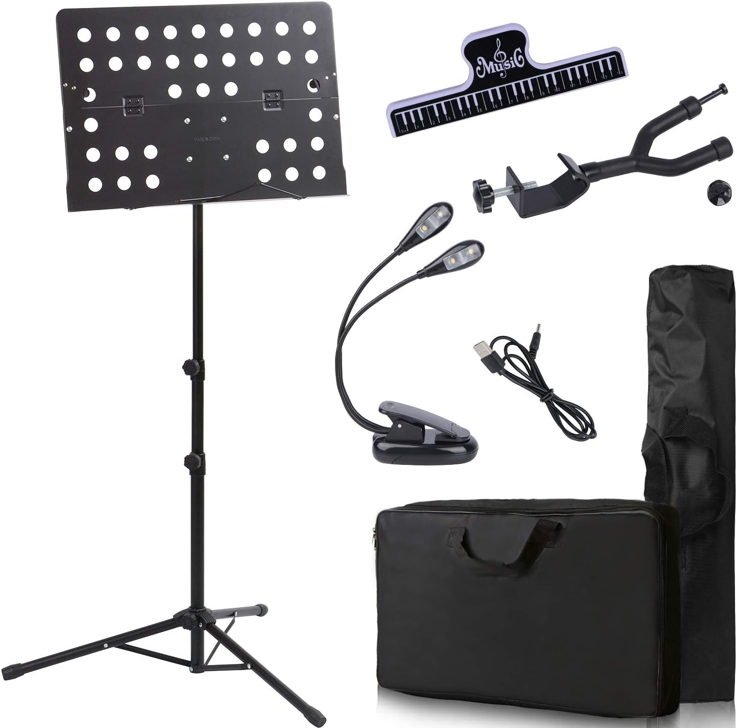 Klvied Folding Sheet Music Stand with Violin Hanger