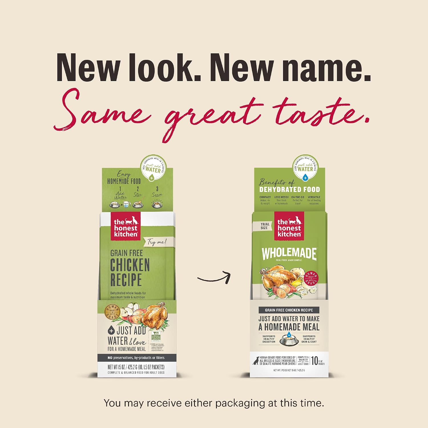 The Honest Kitchen Human Grade Wholemade™ Dehydrated Grain Free Dog Food – Complete Meal or Dog Food Topper – Chicken 4 lb (Makes 16 lbs)