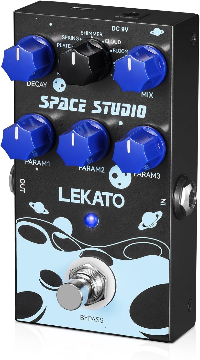 LEKATO Looper Guitar Pedal Guitar Loop Pedal Tuner Pedal 9 Loops 40 Minutes Record Time Unlimited Overdubs for Electric Guitar Bass (Black)