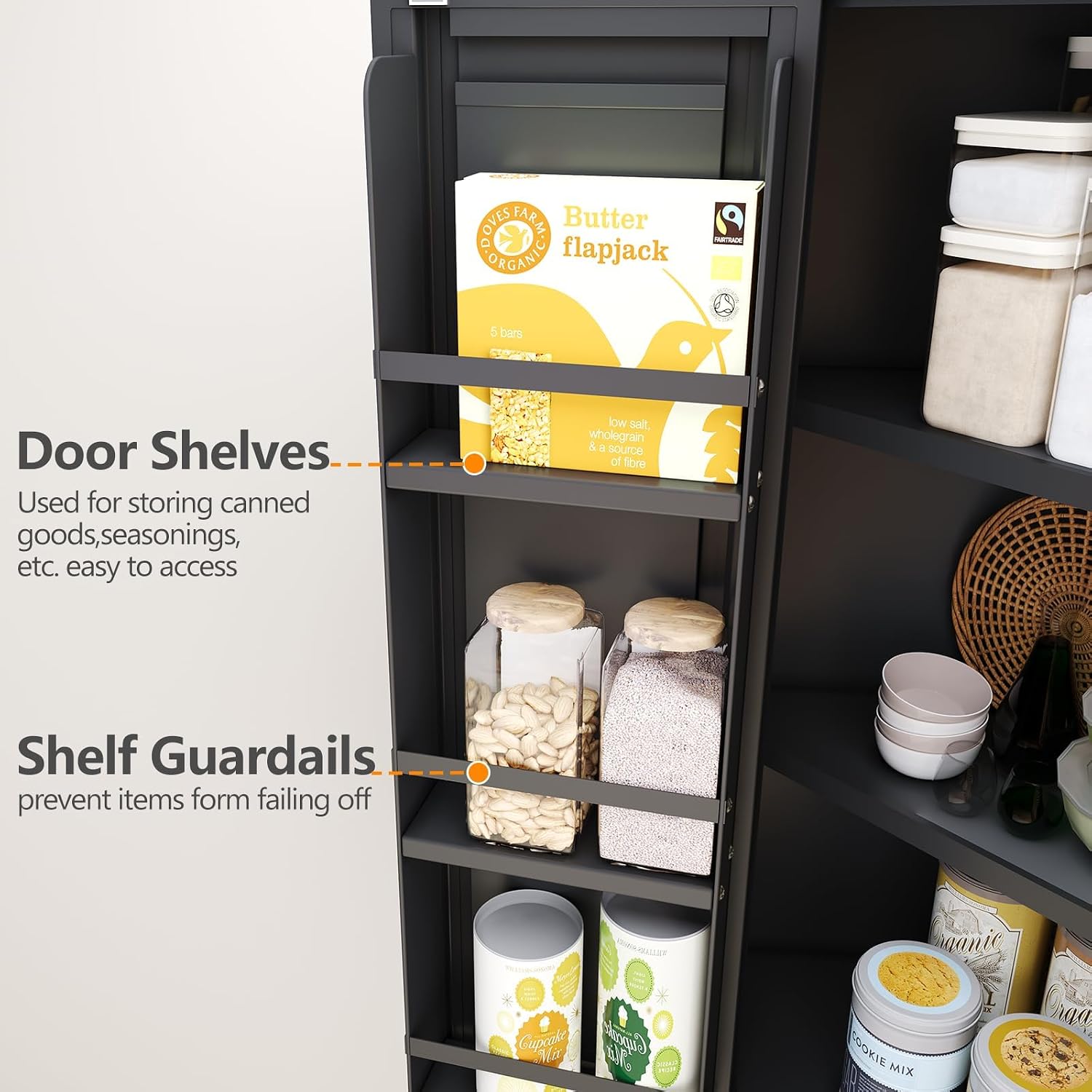 GAIOUS 75.2" Tall Metal Kitchen Pantry Storage Cabinets with 2 Door and 5 Adjustable Shelves, Cupboard for Kitchen, Dining Room, Living Room and Bathroom, White