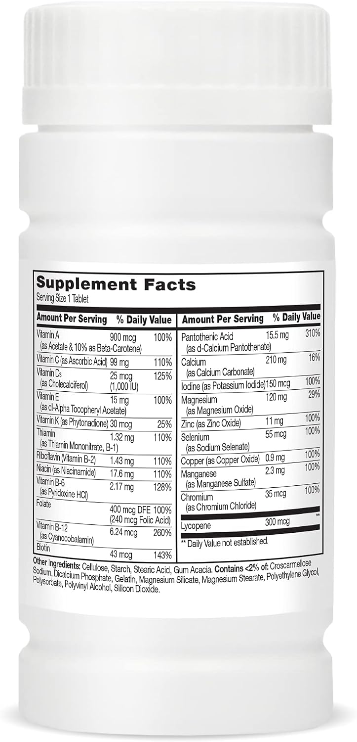 21st Century One Daily Men's Health Multivitamin Tablets, 100 Count | Complete Daily Multivitamin & Multimineral, Compare VS. One A Day® Men's, Men with Lycopene, Zinc & Lutein for Heart