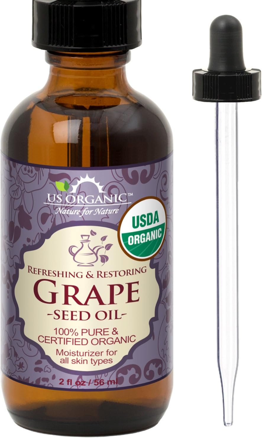 US Organic Moroccan Argan Oil, USDA Certified Organic,100% Pure & Natural, Cold Pressed Virgin, Unrefined, 2 Oz in Amber Glass Bottle, for Hair treatment, Skin, Nail, Cuticle, Sourced from Morocco.