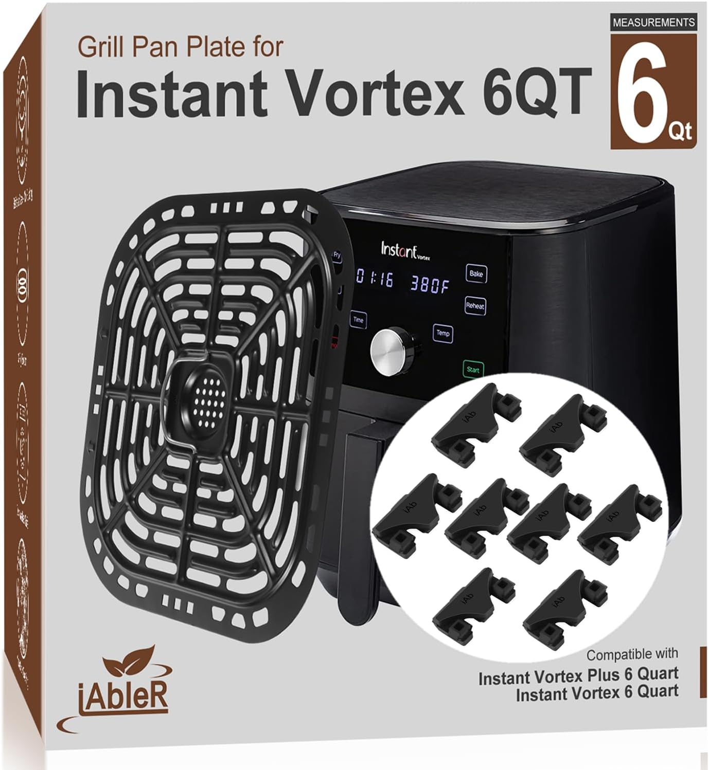 Original Instant Vortex Air Fryer Grill Pan Replacement Tray 6 Quart - Grill Plate Crisper Plate for Instant Vortex 6 Qt/Gourmia GAF735 6 QT