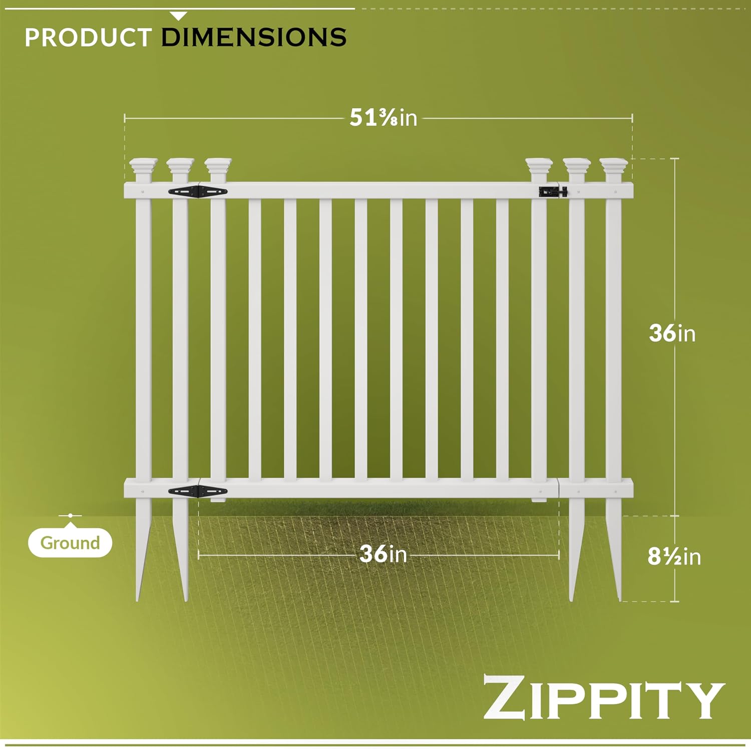 Zippity Baskenridge Picket Gate, White Vinyl DIY No Dig Kit | 3ftH x 4.2ftW, 1 Gate, ZP19038