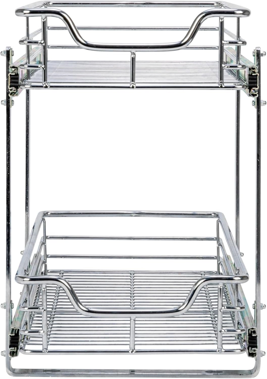 Household Essentials Glidez 2‑Tier Multipurpose Chrome‑Plated Steel Pull‑Out/Slide‑Out Under Cabinet Organizer, Chrome Finish