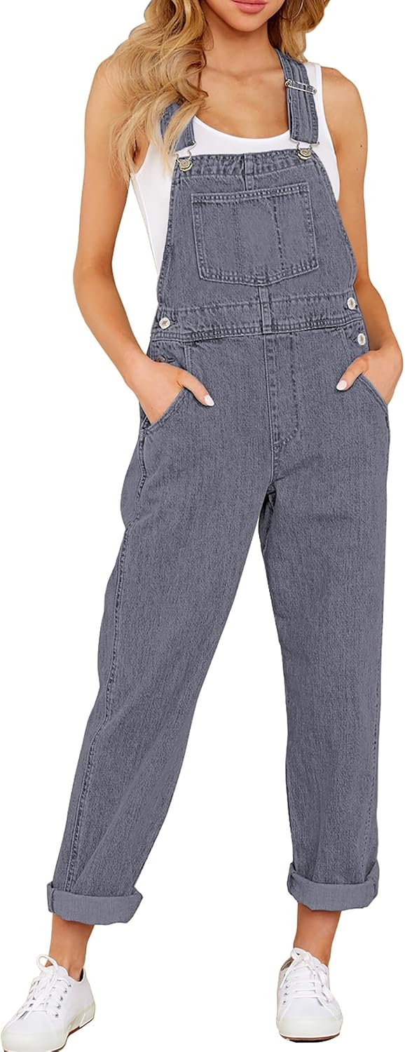 luvamia Women's Casual Stretch Adjustable Denim Bib Overalls Jeans Pants Jumpsuits