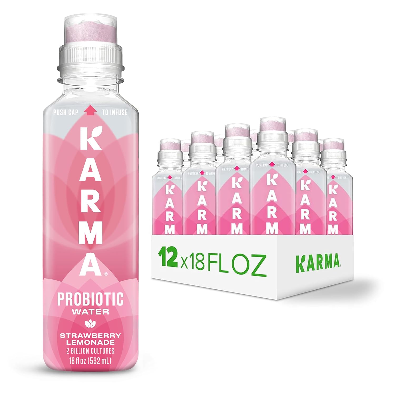 Karma Probiotic Water - 12 Pack, Berry Cherry Drink - Immune & Gut Health Support