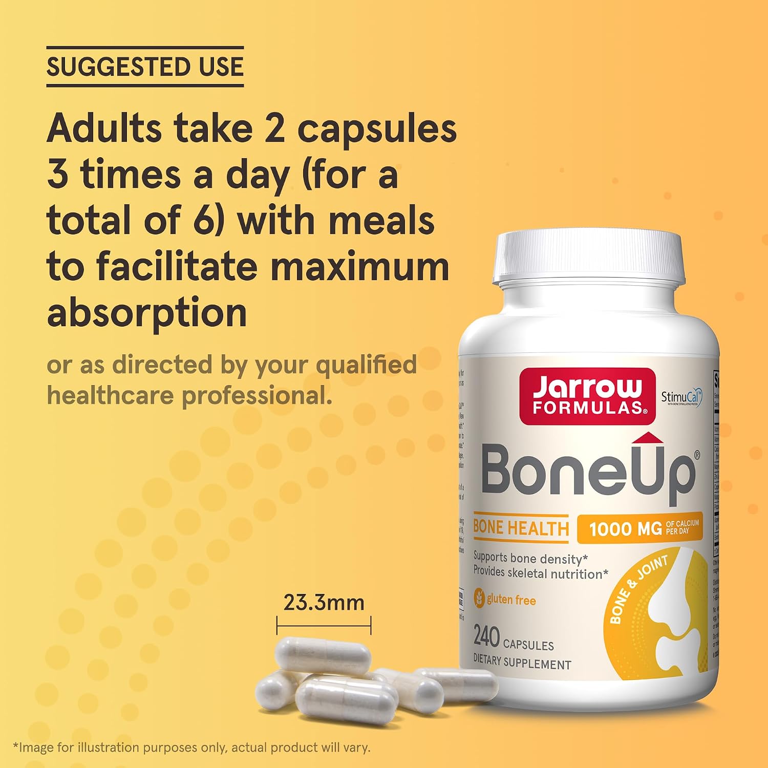 Jarrow Formulas BoneUp, 1,000mg Calcium Per Day, 240 Capsules | Bone Density Support, MCHA Calcium, Vitamins D3 & K2, Provides Skeletal Nutrition, Strong Bone Support, 40 Day Supply