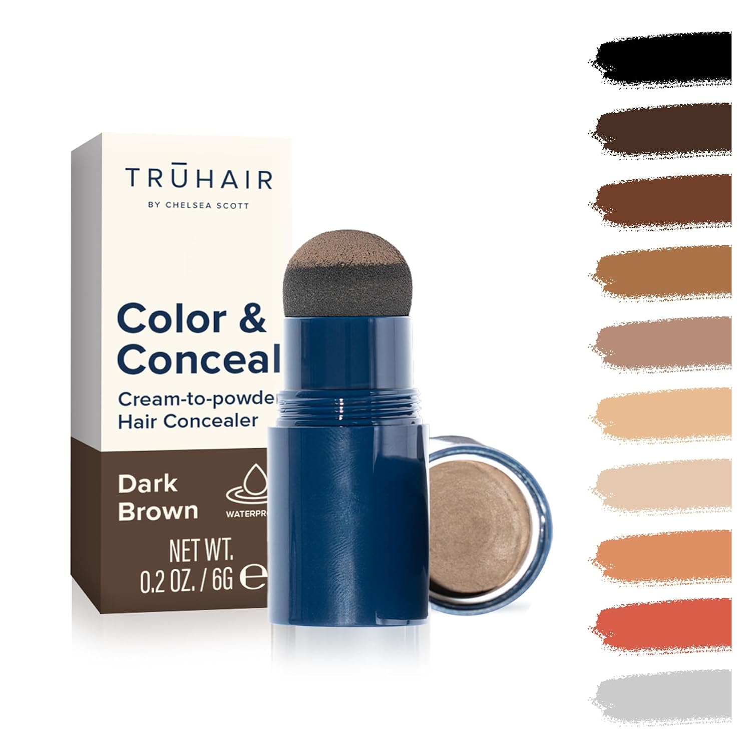 TRUHAIR Color & Conceal Waterproof Root Touch Up Hair Color for Gray Hair Coverage - Instant Root Cover Up Hair Powder for Women & Men - Bald Spot
