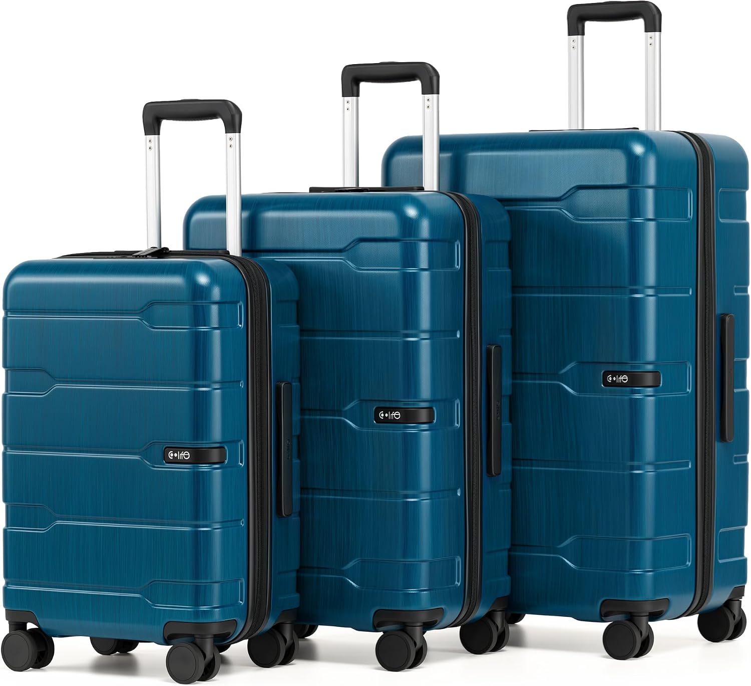 Coolife Medium Checked Luggage Hardside Suitcase with Spinner Wheels, 24in | Lightweight ABS+PC, Rolling Travel Suitcase with TSA Lock, Spinner Wheels, Durable Zipper, Charcoal