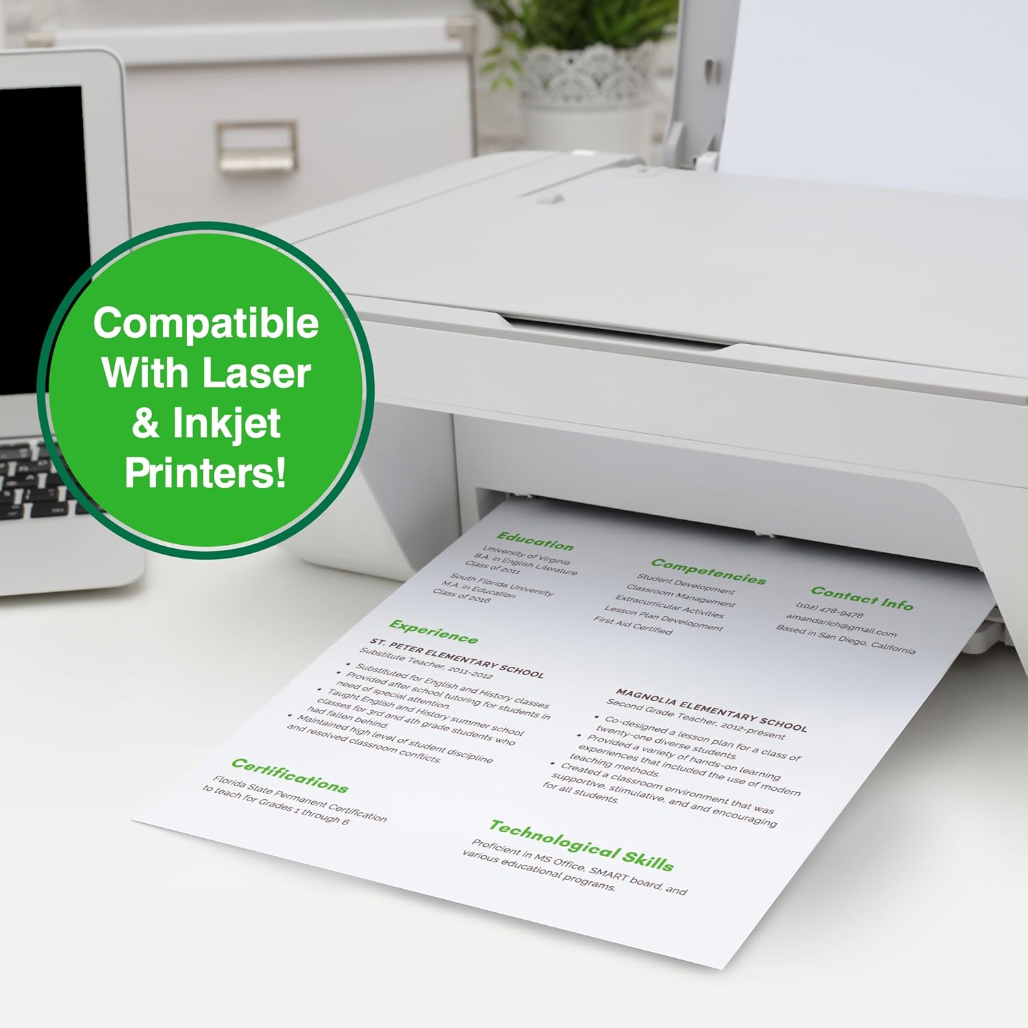 PrintWorks 100% Recycled Printer Paper 8.5" x 11" White - 20 lb Copy & Multipurpose Computer Paper - 1 Pack, 400 Sheets - Made in the USA - 92 Bright - Printer & Copier Compatible (00018)
