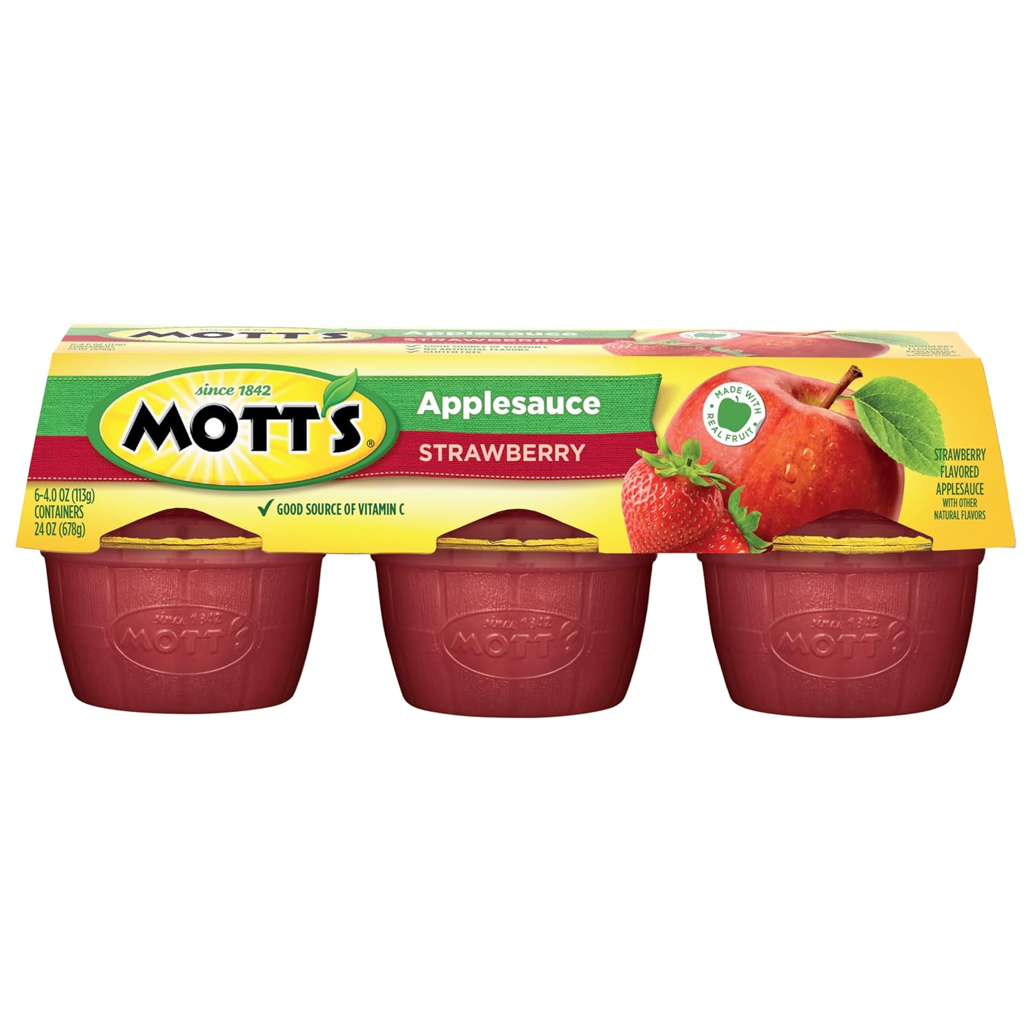 Mott's Applesauce, 4 Oz Cups, 36 Count, No Artificial Flavors, Good Source of Vitamin C, Nutritious Option for The Whole Family