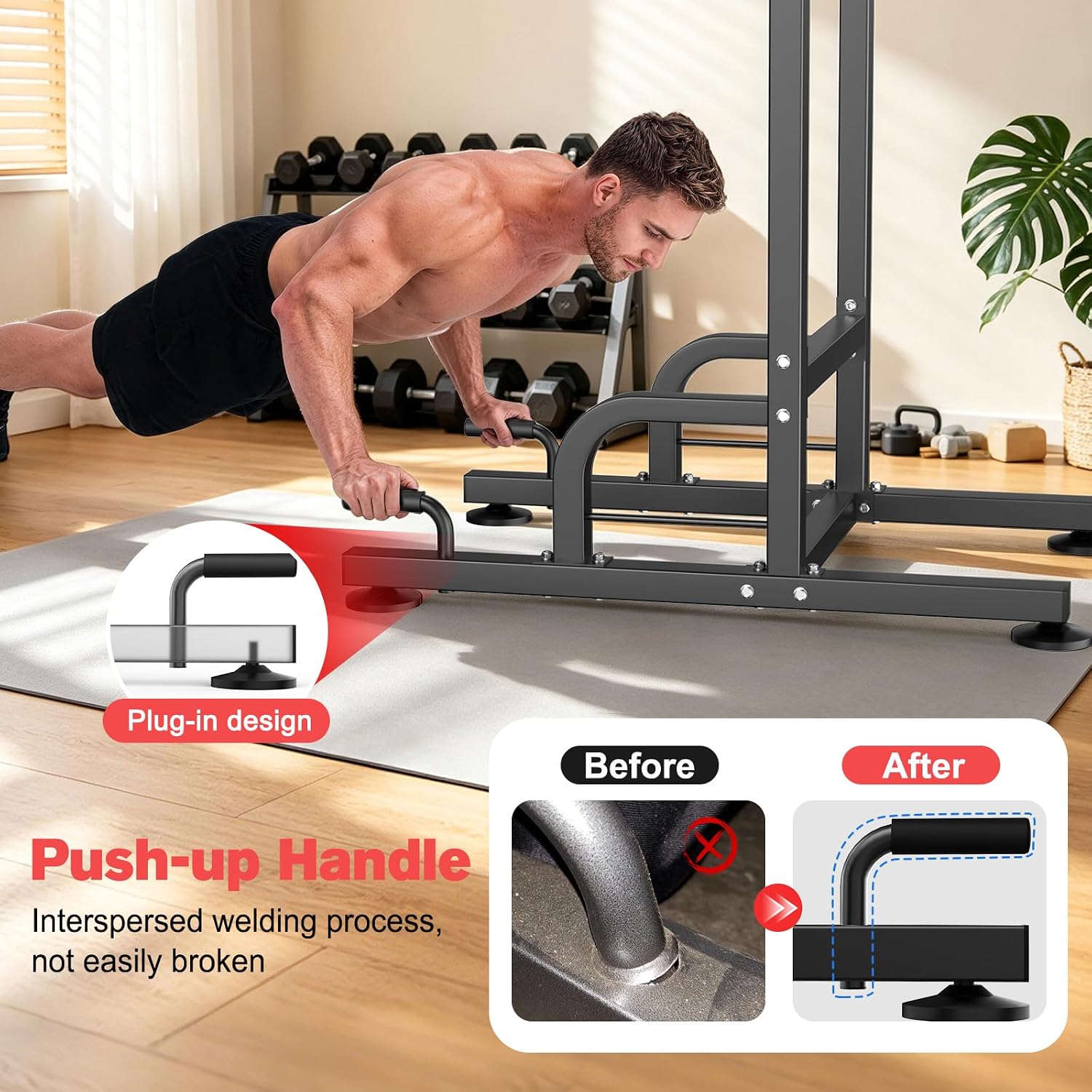 RELIFE REBUILD YOUR LIFE Pull Up Bar Free Standing Power Tower for Home Gym | Dip Station Pull Up Station, Multi-Function Home Fitness Equipment for Pull-Ups, Dips, Push-Ups, Full Body Strength Training