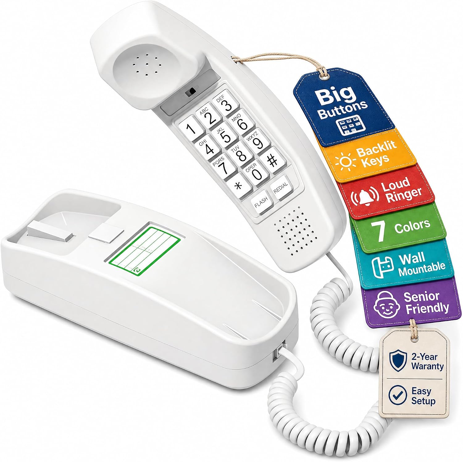 iSoHo Big Button Corded Phone for Seniors – Easy-to-Use Landline with Lighted Keypad, Ergonomic Handset & No Power Needed – Retro Home Phone for Elderly, Visually Impaired & Hard of Hearing | Telephone for seniors, visually impaired, lighted keypad, redi…