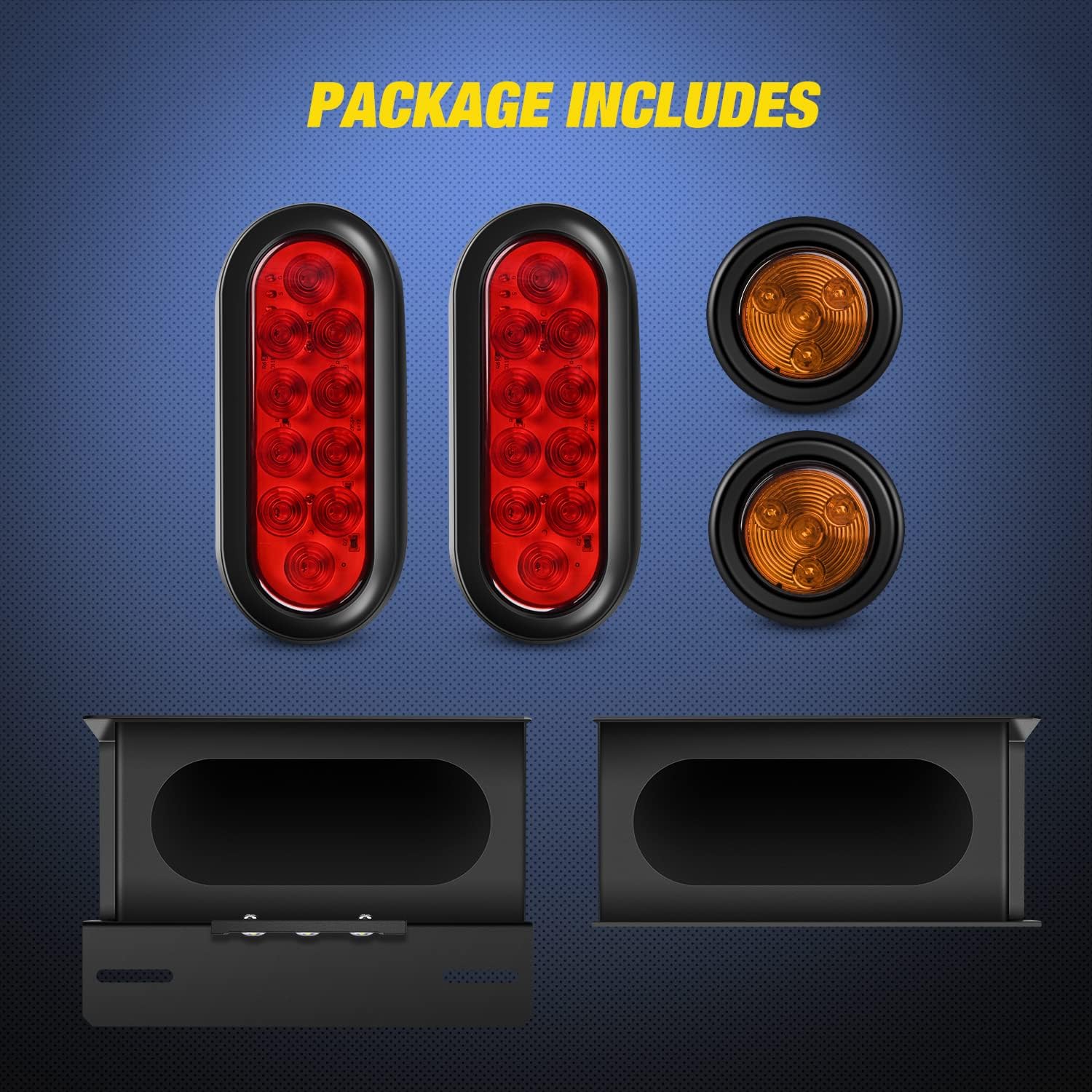 Nilight Steel Weld-On Trailer Light Box Kit with 6 Inch Oval LED Tail Light