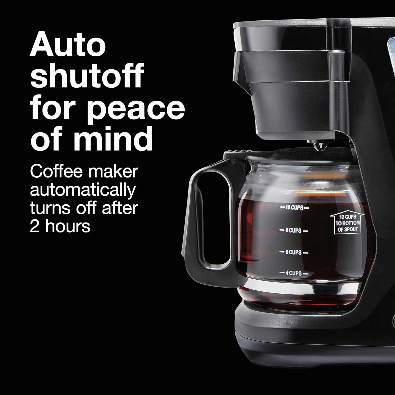 Proctor Silex Digital & Programmable FrontFill 12 Cup Drip Coffee Maker | Glass Carafe | Compact | Auto Shutoff | Black & Silver | 43685PS