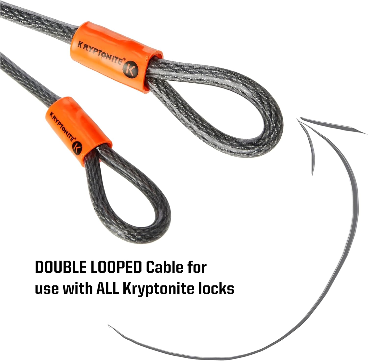 Kryptonite KryptoFlex 410 Double Loop Security Cable, 4FT Long Braided Steel Flex Bike Lock Anti-Theft Cable with Looped Ends for Outdoor Equipment
