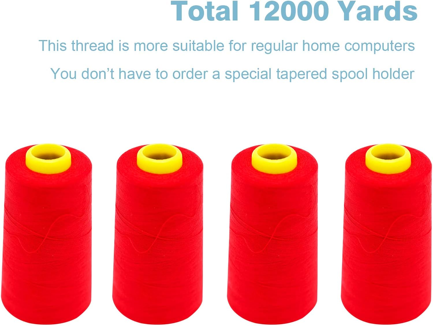 Black Serger Thread, All-Purpose Thread for Sewing, Polyester, 4 Cones of 3000 Yards Each Spool for Sewing Machine