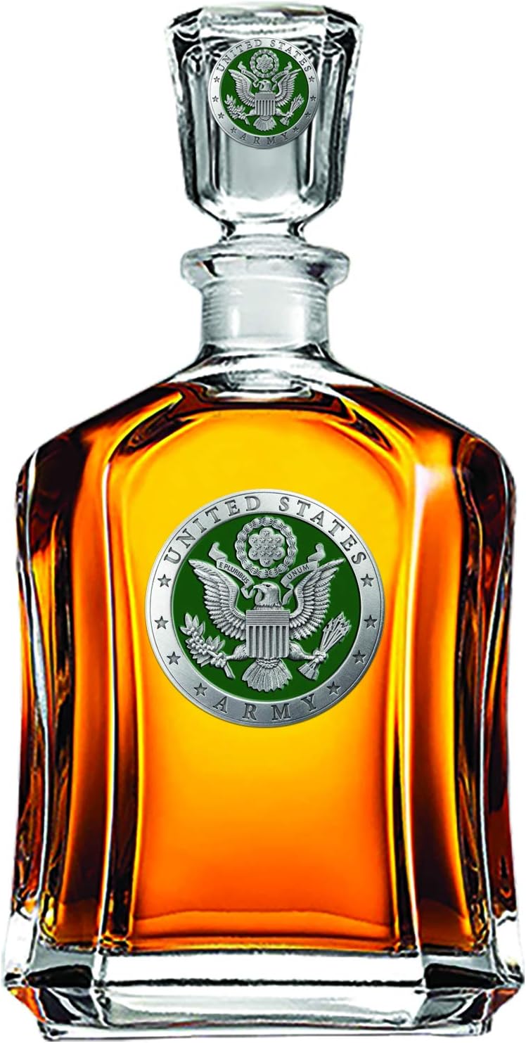 Marines Decanter – Eagle Globe & Anchor | 24 OZ Whiskey Decanter for Liquor with Airtight Stopper | Expertly Crafted Pewter Glass Clear