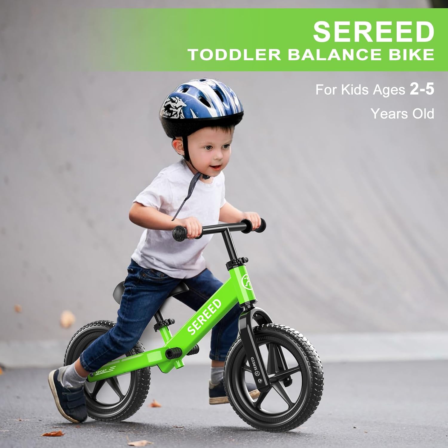 SEREED Toddler Balance Bike 2 Year Old, Gift for 2-3 Boys Girls, Adjustable | No Pedal Kids Toy Bike for 2-5 Years Old, Customize Plate with 3pcs Stickers (White)