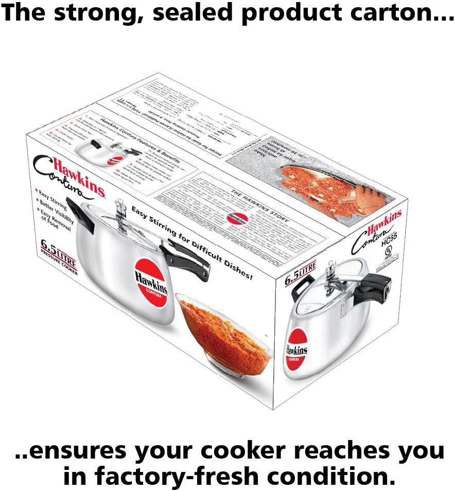 Hawkins 3.5 Litre Contura Pressure Cooker, Handi Inner Lid Cooker, Silver (HC35)