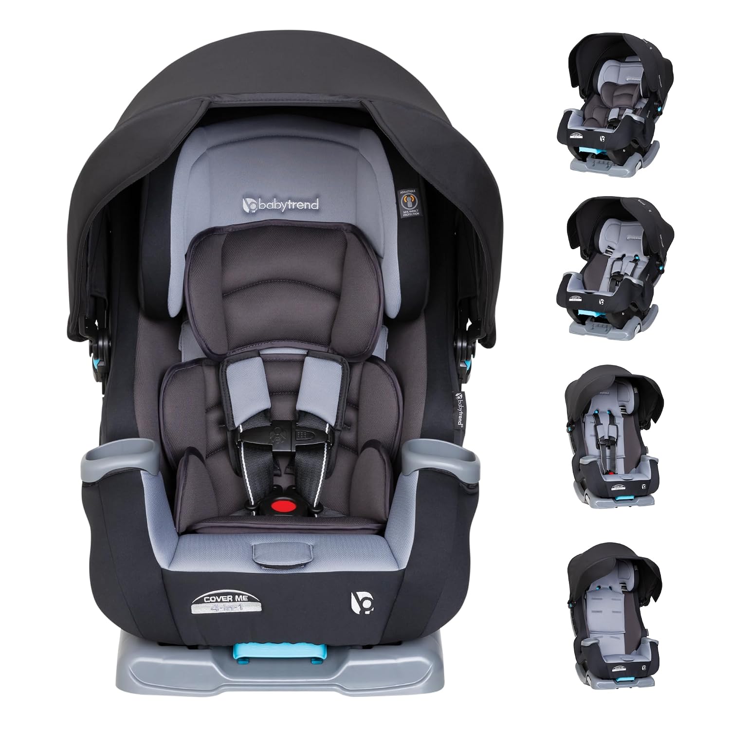 Baby Trend Cover Me™ 4-in-1 Convertible Car Seat, Vespa – Built-in Canopy, 4-Stage Growth System, Plush Comfort Padding, Multi-Position Recline