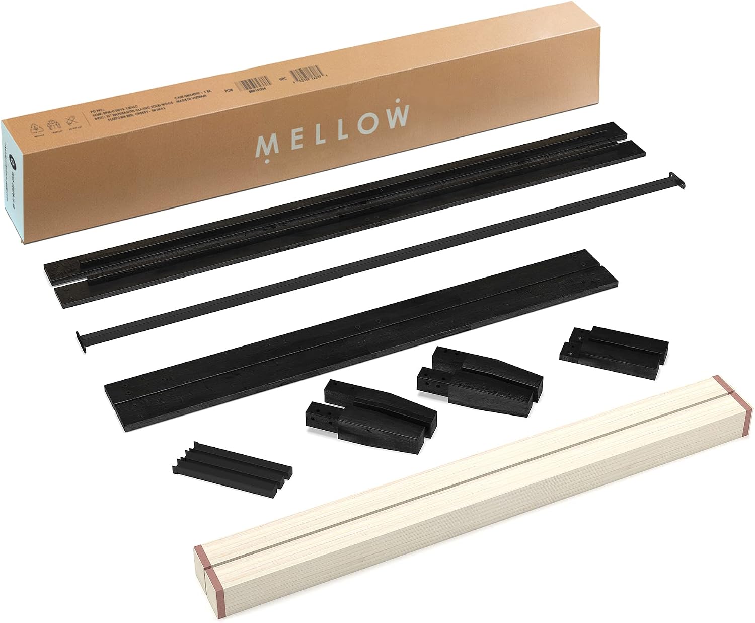 Mellow Naturalista Classic - 12 Inch Solid Wood Platform Bed with Wooden Slats, No Box Spring Needed, Easy Assembly, Queen, Pine
