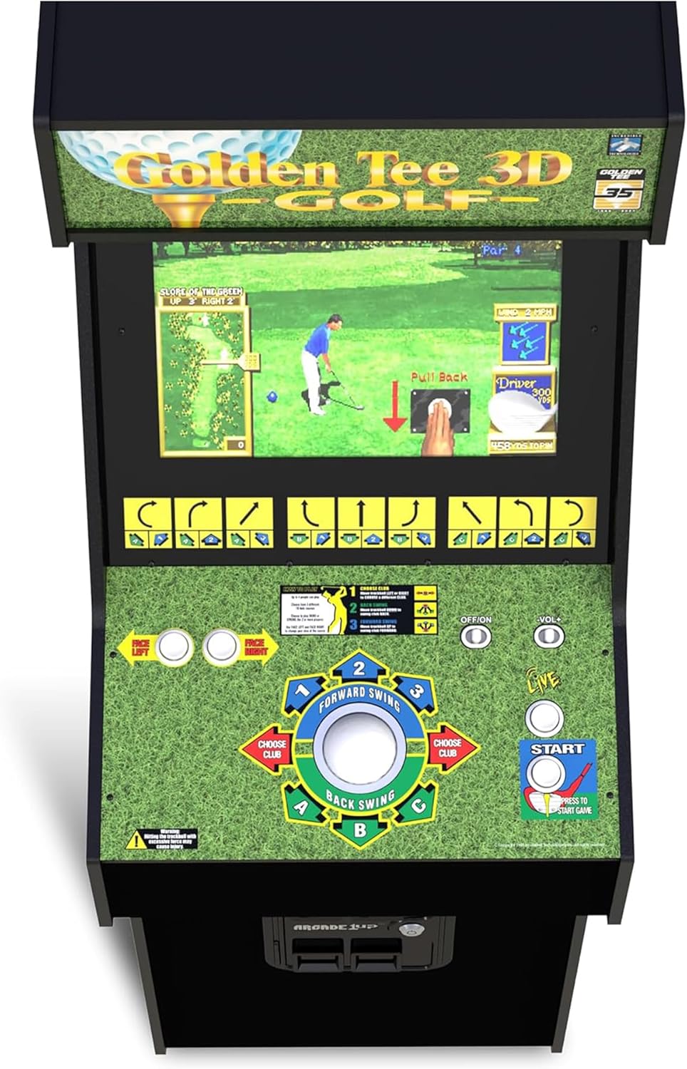 Arcade1Up Golden Tee 3D Deluxe Home Arcade, 8 Golf + Bowling Games | Over 5-Foot Video Game Machine with Trackball Controller