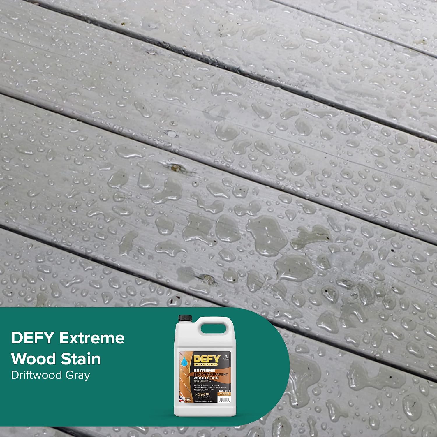 DEFY Extreme Wood Stain and Sealer in One - 1 Gallon Semi-Transparent Waterproof Coating for All Wood Types - Cedar Tone