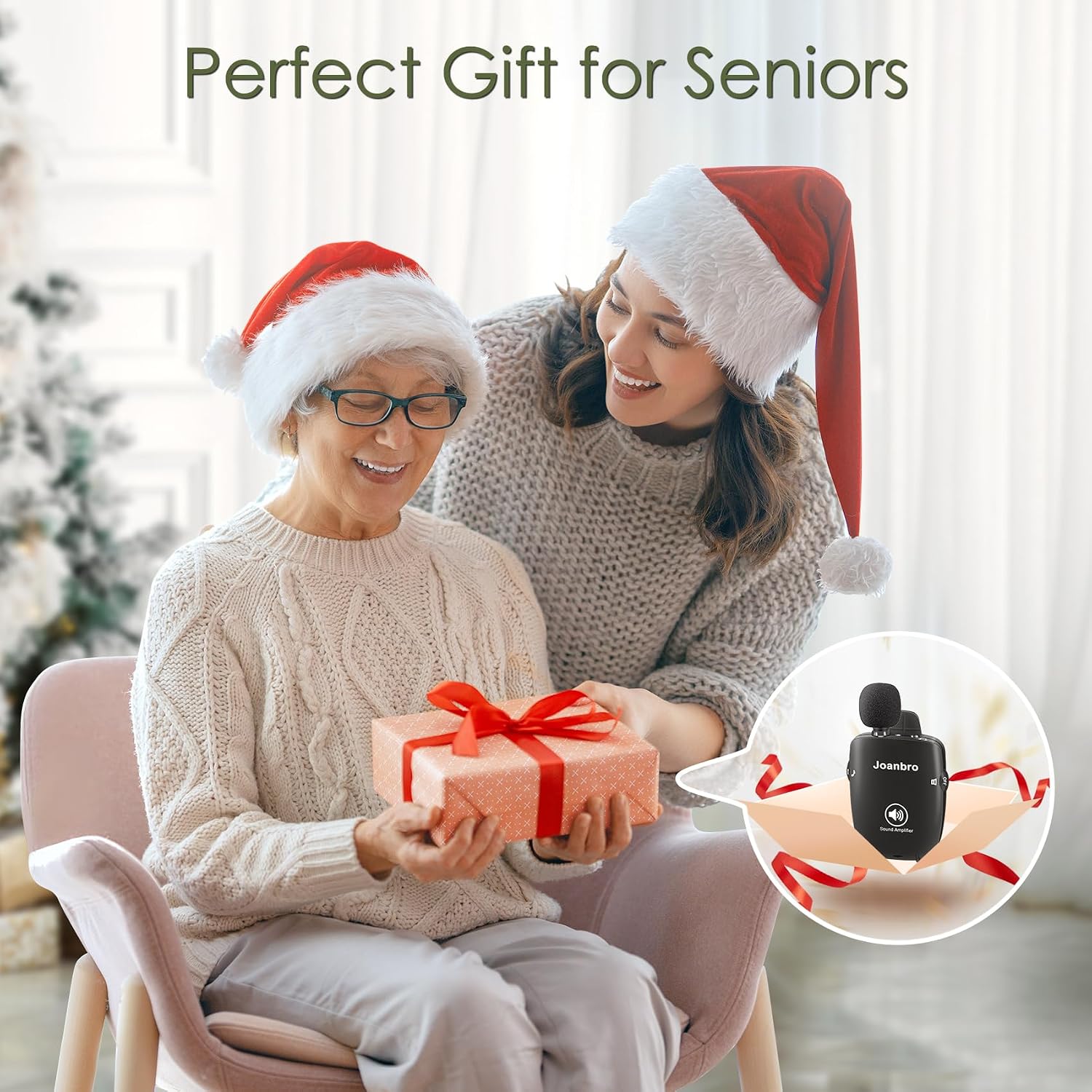 Personal Sound Amplifier for Seniors, Voice Enhancement Devices, Pocket Sound Amplifiers for Elderly People, Adults, 50dB Gain