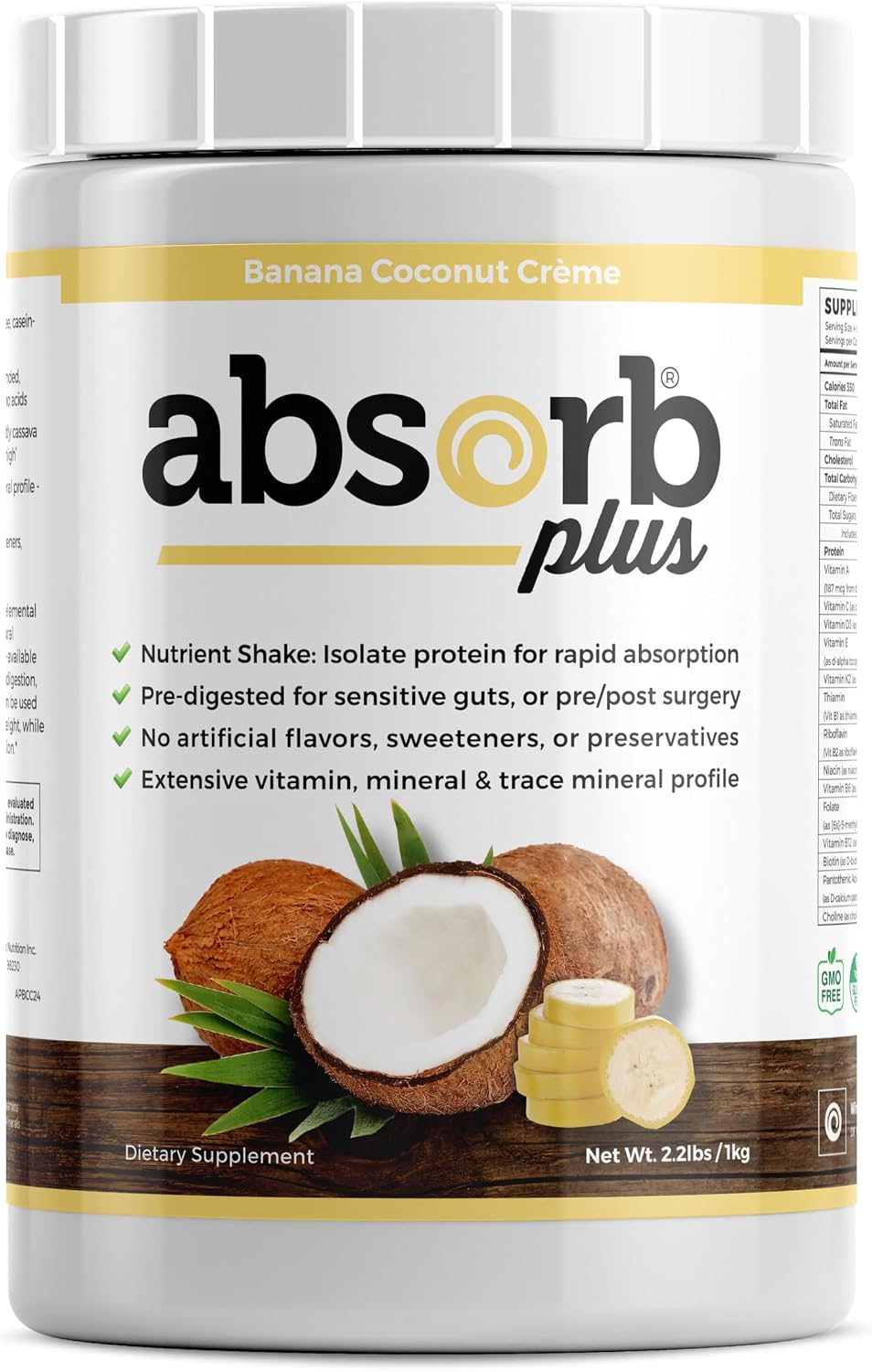 Isolate Protein - Diet Supplement for Improved Gut Health, Extra Nutritional Support, Non-GMO, Gluten-Free, Lactose-Free, Casein-Free (2.2 Lbs, Simply Vanilla)