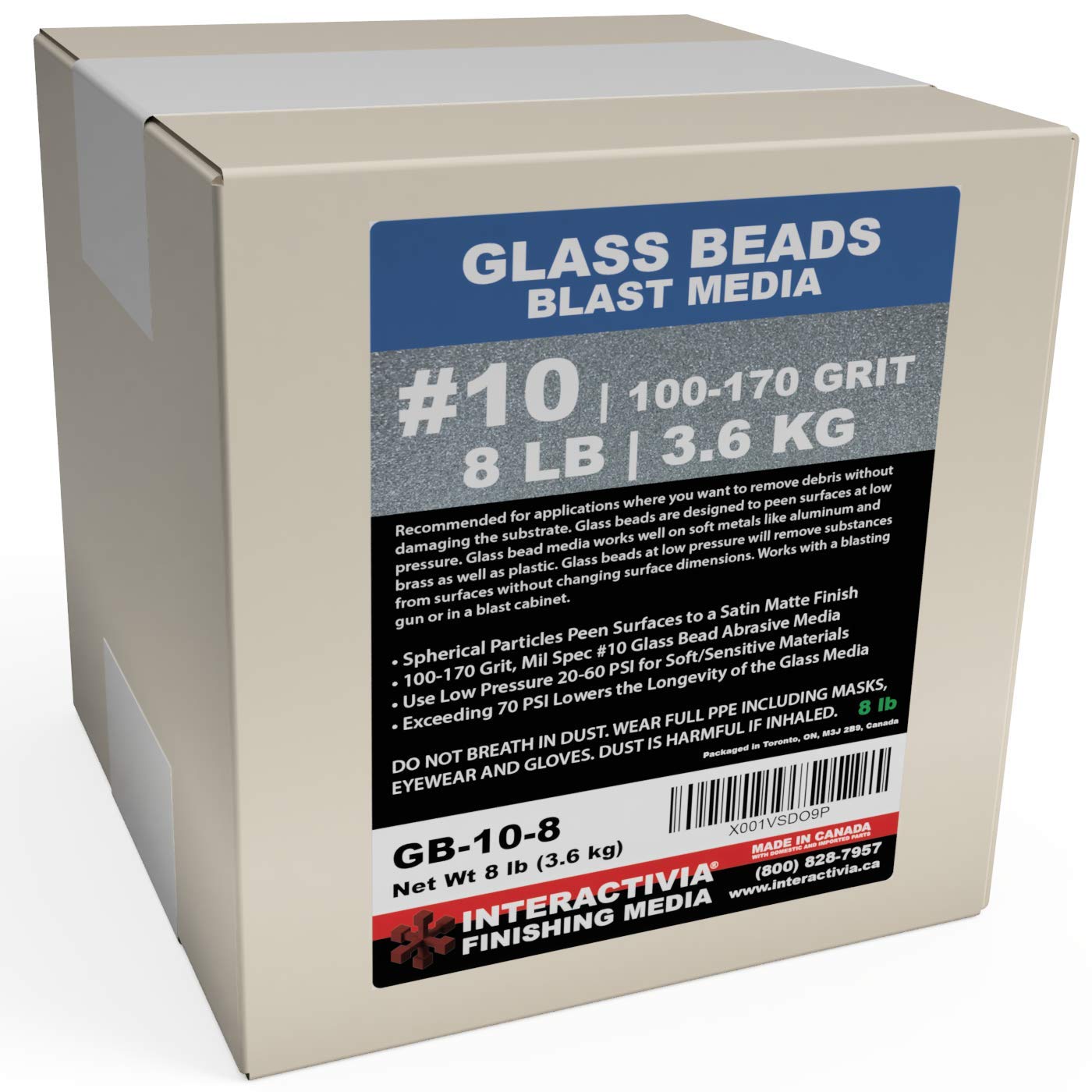 #10 Glass Beads - 8 lb or 3.6 kg - Blasting Abrasive Media (Extra Fine) 100-170 Mesh or Grit - Spec No 10 for Blast Cabinets Or Sand Blasting Guns