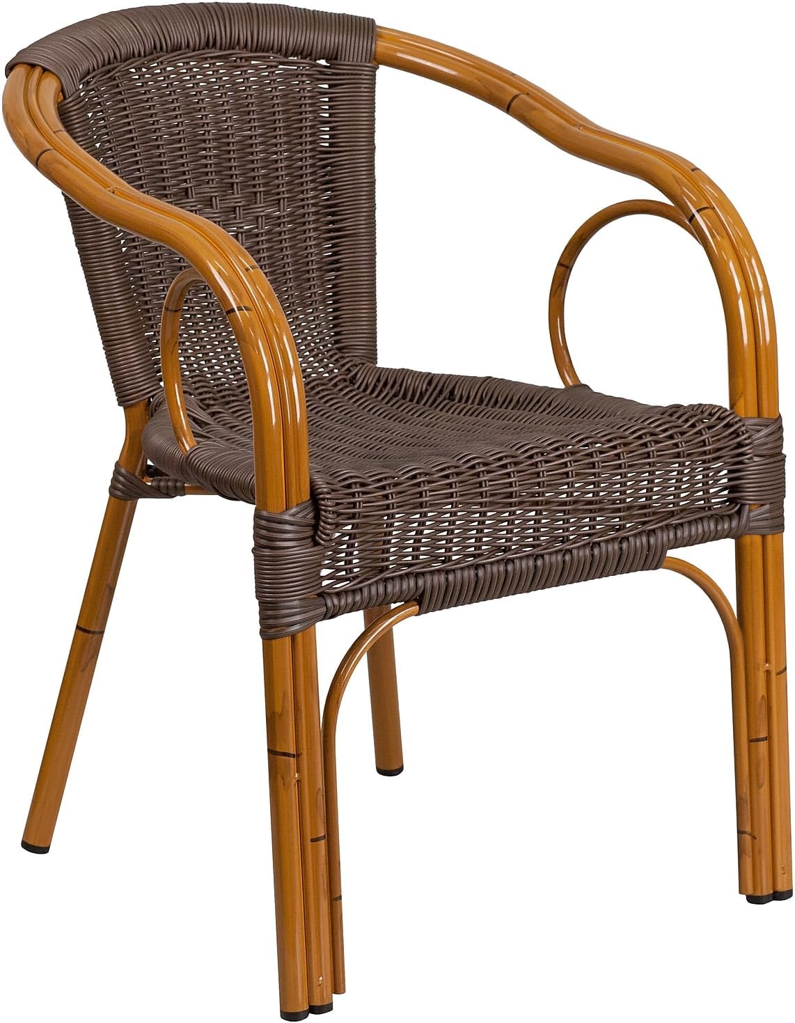 Flash Furniture Rattan Chair with Aluminum Frame, Burning Brown/Red Bamboo | Durable Construction, Commercial Use