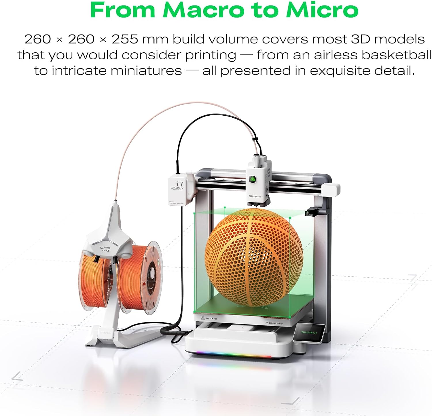 Creality SPARKX i7 Combo 3D Printer, Multi Color with CFS Lite High Speed AI Photo-to-3D Printing 95% Pre-Assemble Auto-Leveling Custom RGB Quick-Swap Essential Parts 10.24×10.24×10 inch