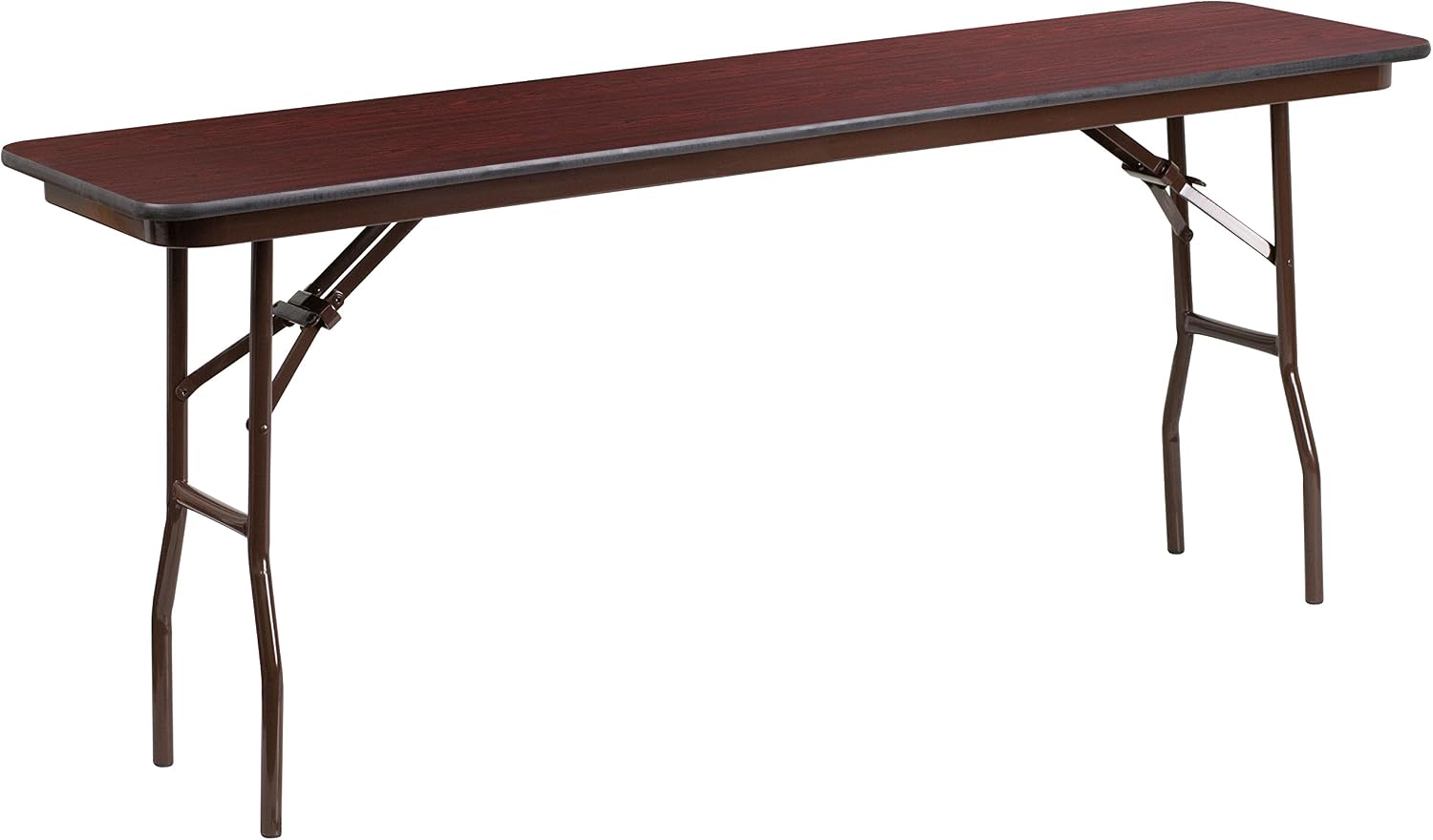 EMMA + OLIVER 6-Foot Mahogany Melamine Laminate Folding Training/Seminar | Table, Event Table