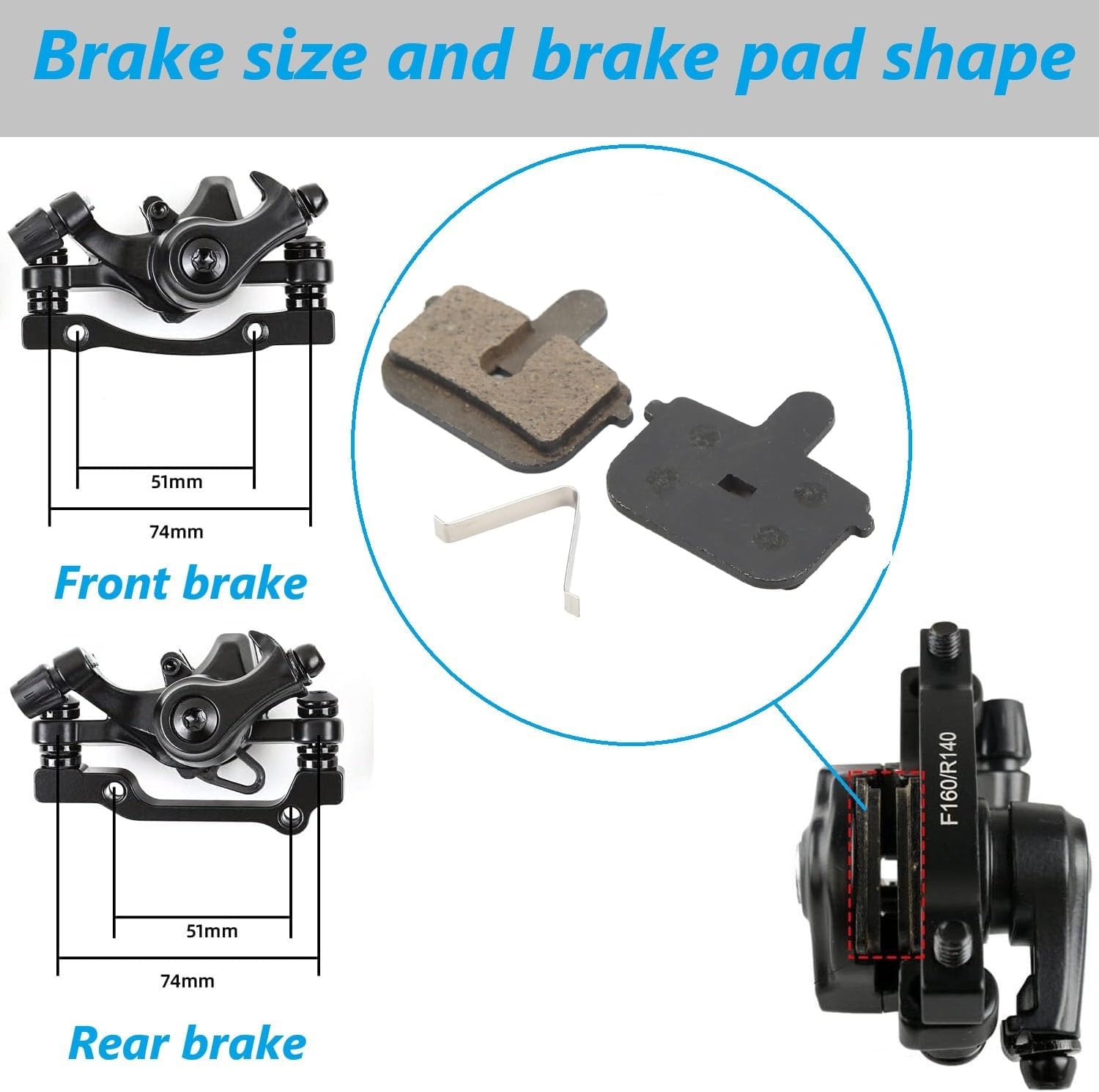 Bike Disc Brake Kit With Front and Rear Caliper、160mm Bike Rotor