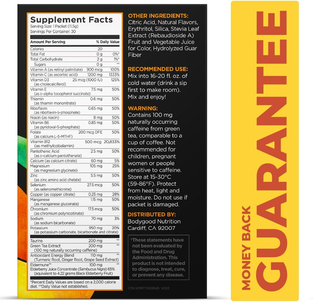 Pureboost Sugar-Free Immune Clean Energy Booster Drink Mix, Combo Pack 30ct