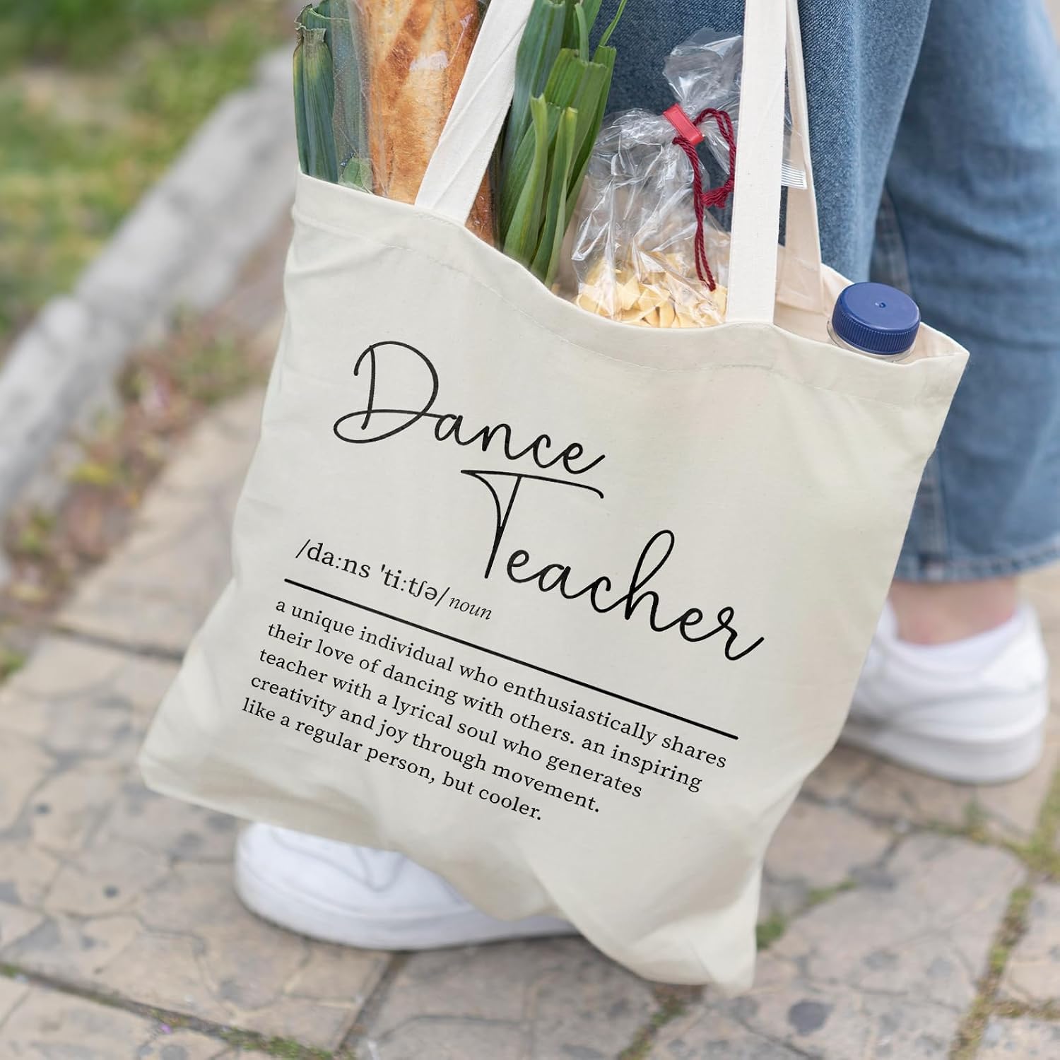 Dance Teacher Canvas Tote Bag - Dance Teacher Appreciation Gifts, Dance Bags for Dancers, Teacher ToteBags