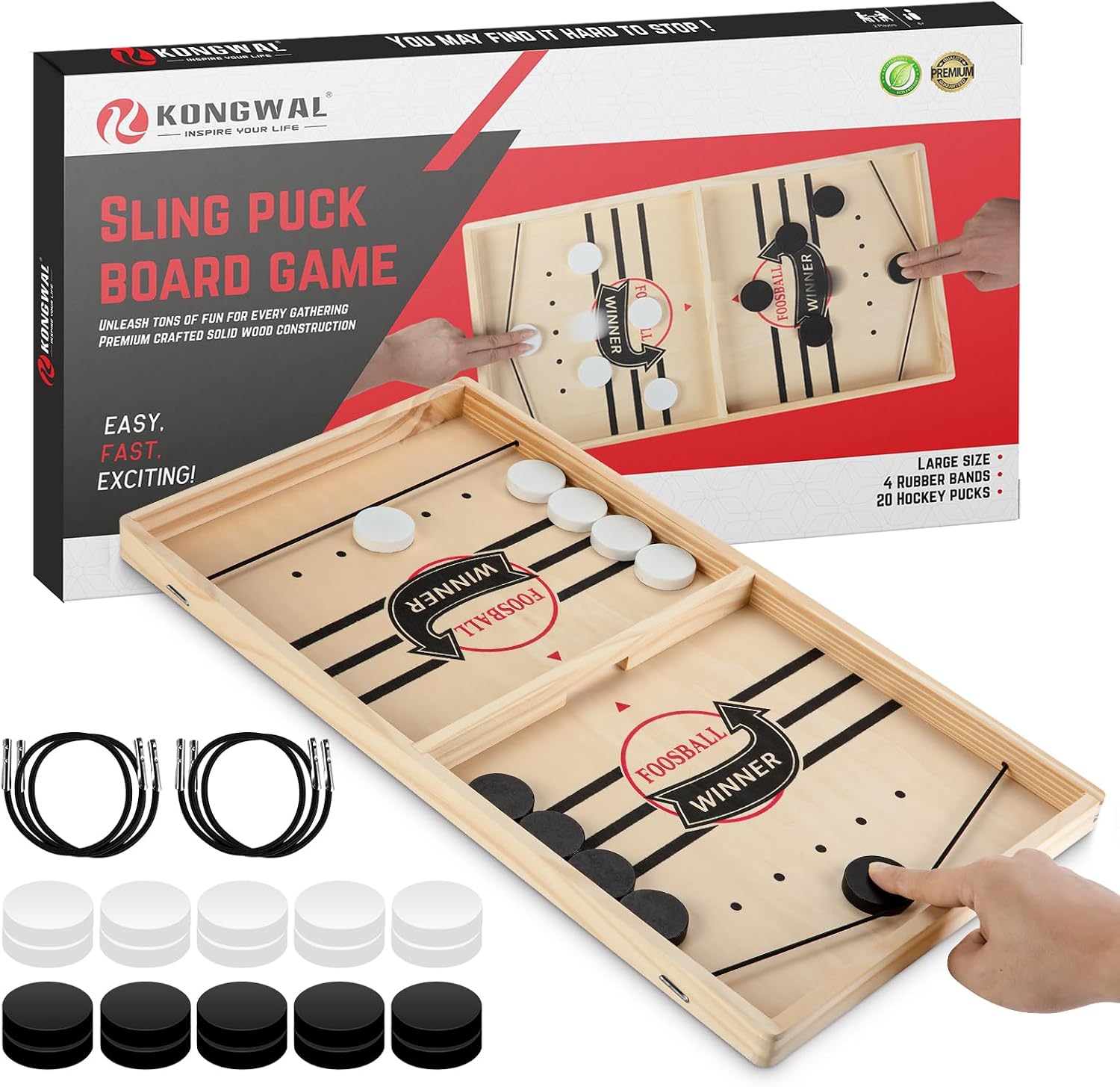 22'' Large Fast Sling Puck Game, Hockey Table Game for Family Night