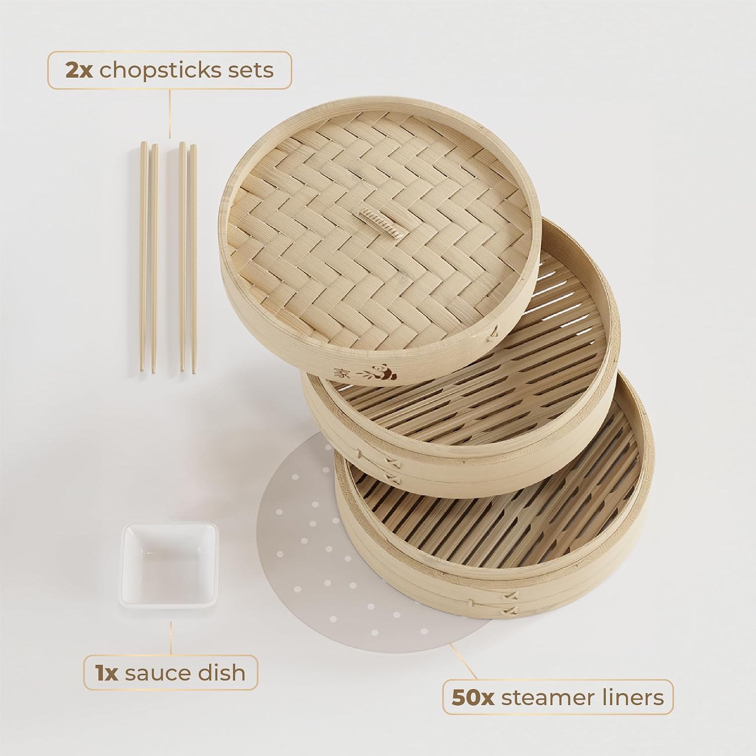 54-Piece Bamboo Steamer Basket Set, 10 Inch for Delicious, Authentic Meals