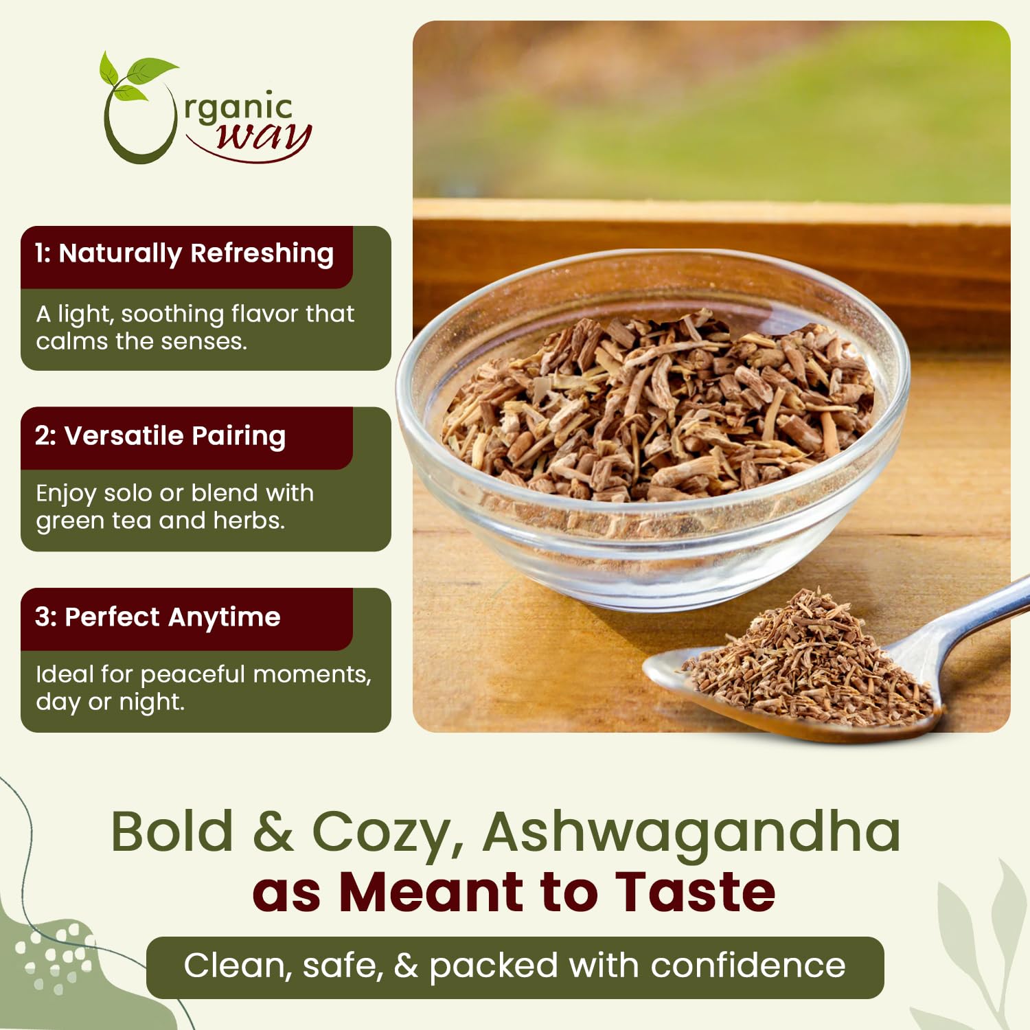 Organic Way Ashwagandha Root Cut & Sifted (Withania somnifera) - Organic & Kosher Certified | Vegan