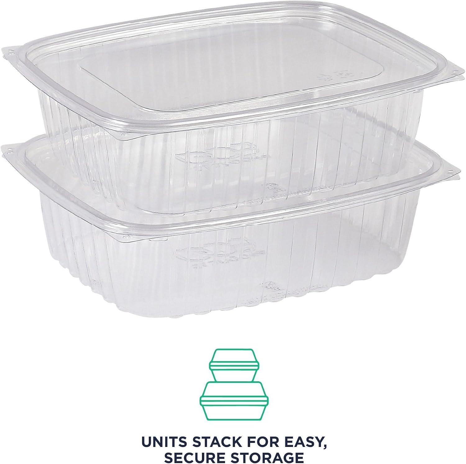 Eco-Products EPRC32 Renewable & Compostable Rectangular Deli Containers - 32oz., 50 Per Pack (Case of 4 Packs), clear