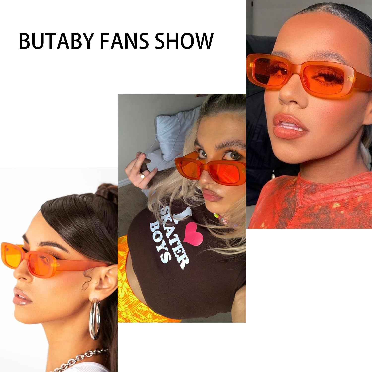 BUTABY Rectangle Sunglasses for Women Retro Driving Glasses 90’s Vintage Fashion Narrow Square Frame UV400 Protection