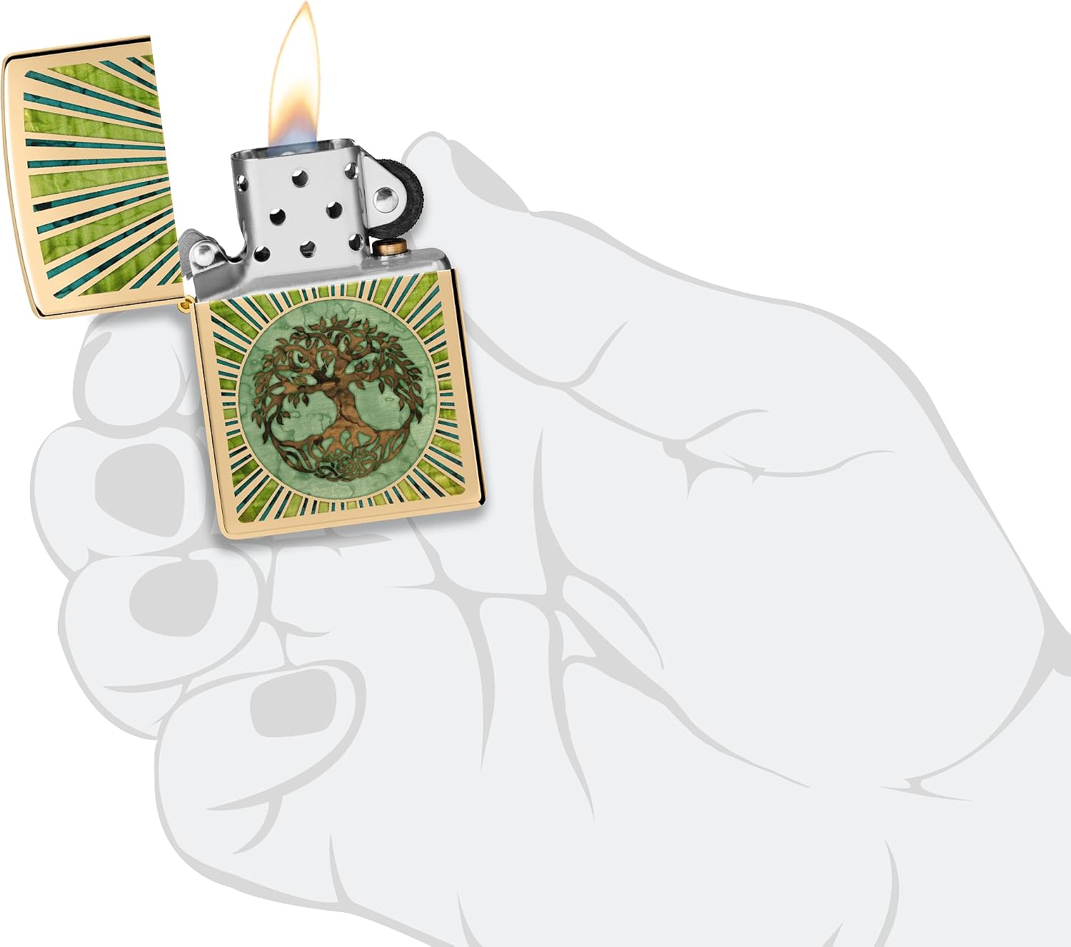 Zippo Tree of Life Pocket Lighter - Refillable Flip-Top Windproof Lighters - Spiritual and Symbolic Design Pocket Lighters - Luxury Metal Lighter Made in USA