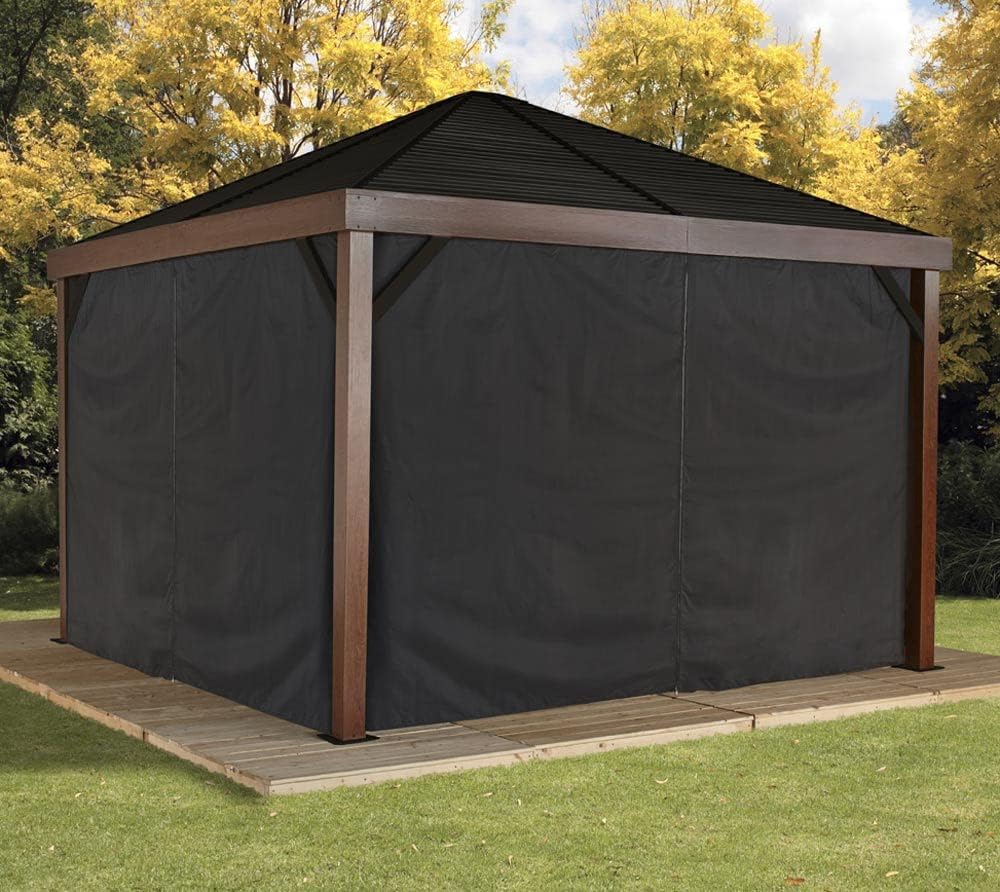 Sojag Set of 4 12' x 12' Curtains for South Beach Outdoor Gazebo - Black