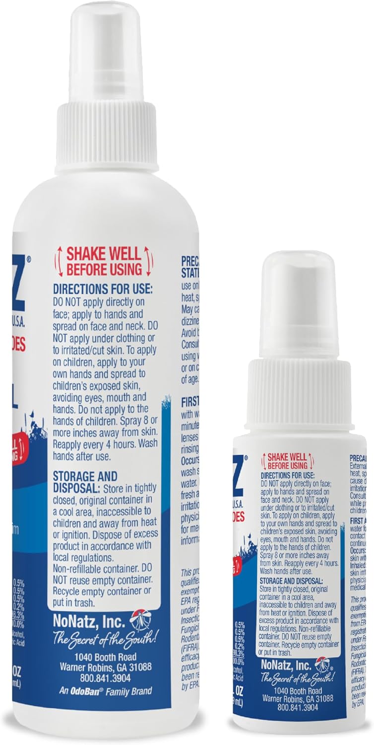 No Natz Botanical Insect Repellent, DEET-Free, Made with Natural Essential Oils, Non-Greasy Formula, Made in the USA, Fresh Scent