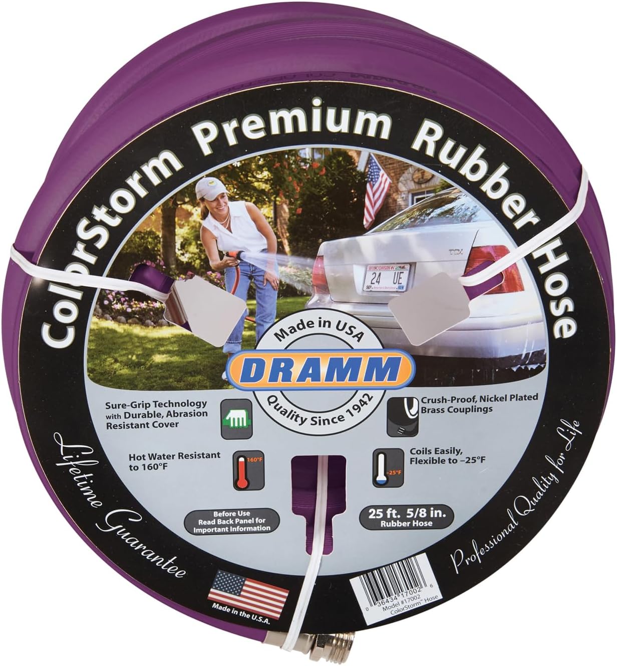 Dramm ColorStorm Premium Rubber Garden Hose – 100 ft Heavy Duty 3/4" Water Hose – Kink Resistant, Crush-Proof Nickel-Plated Couplings – Made in USA - Yellow