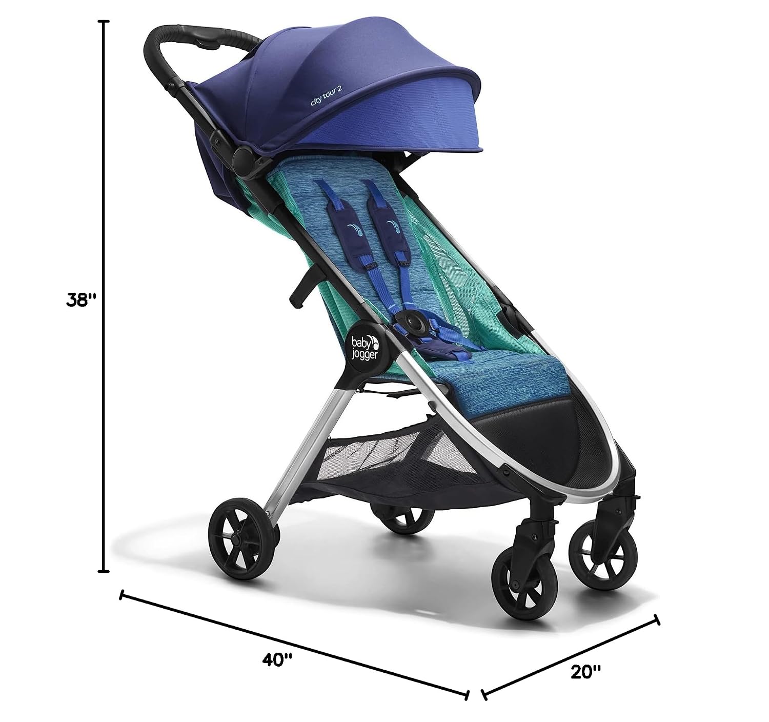 Baby Jogger® City Tour 2 Carry-On Approved Travel Stroller, Ultra-Compact Baby Stroller, Lightweight, Easy Fold, Baby Travel Essential, Pitch Black